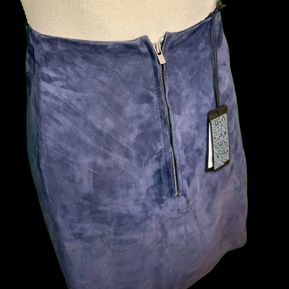 Nwt Joseph ‘Janet Suede Velour Eola’ Genuine Lambskin Navy Blue Mini Skirt Sz 4 — image 8 of 8